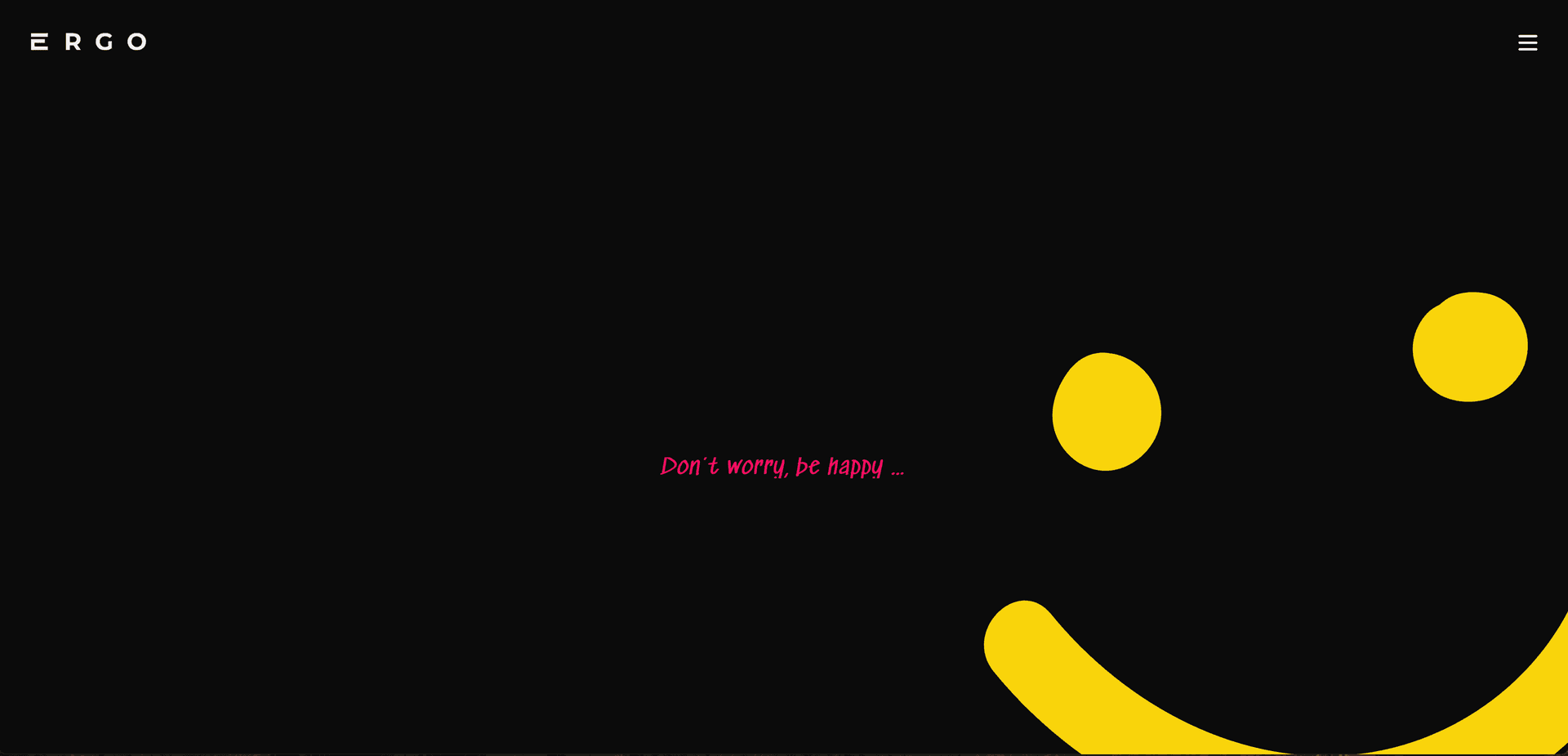 A big yellow smiley face against a black background