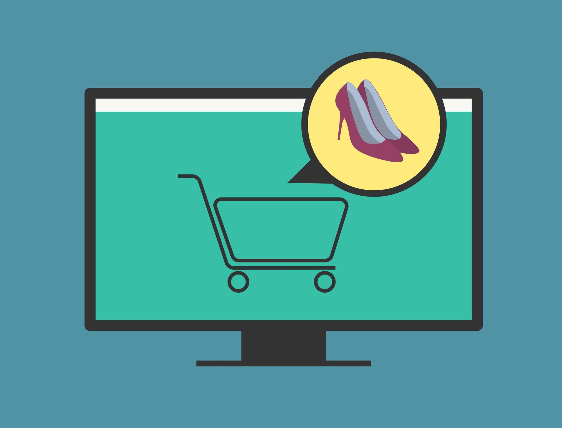 Shoes in an online shopping cart