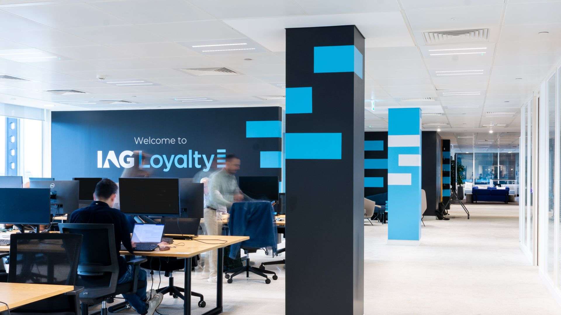IAG Loyalty logo on the wall of an office space