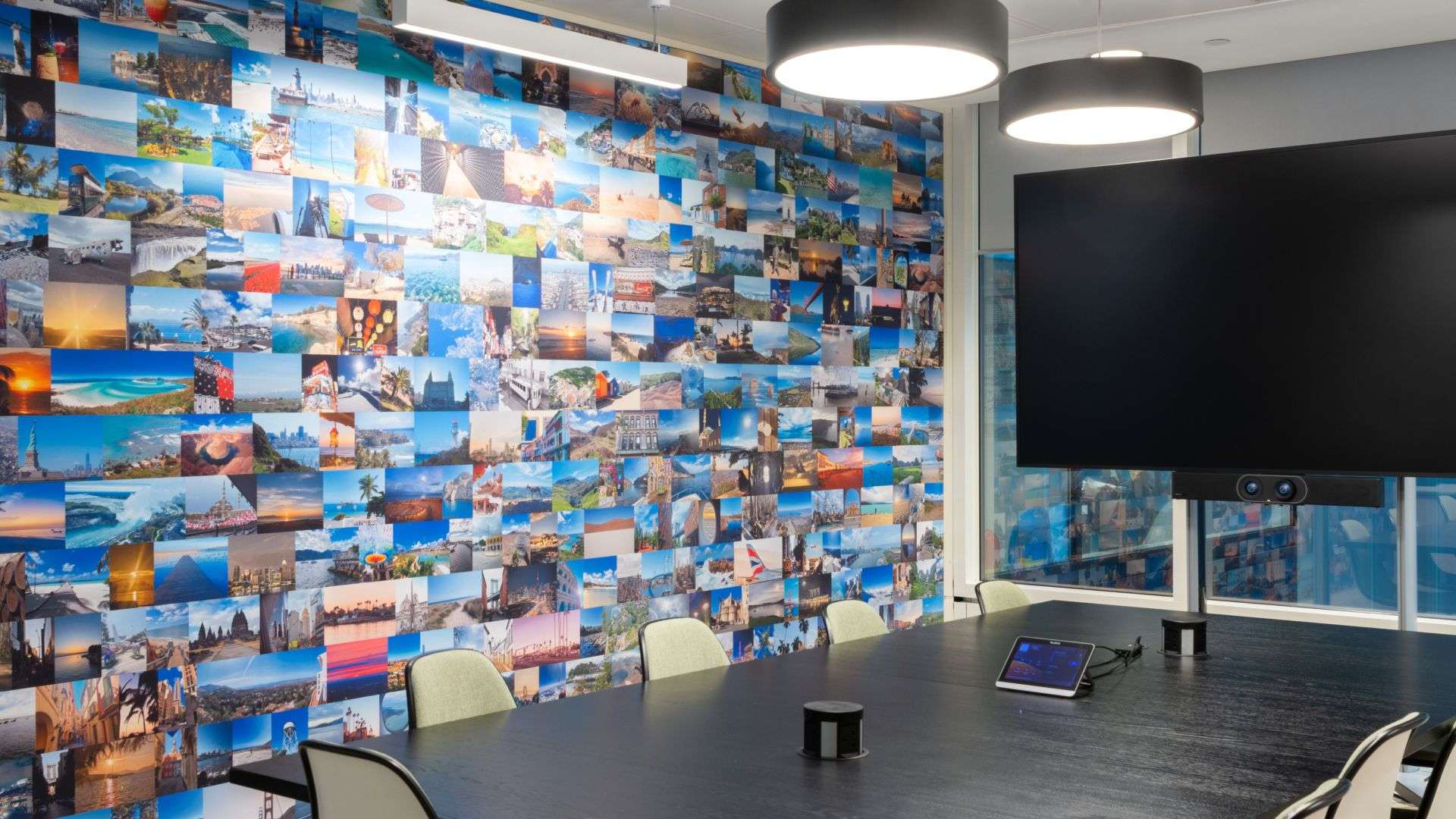 A wall of holiday photos