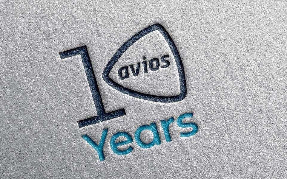 10 years of Avios logo embossed