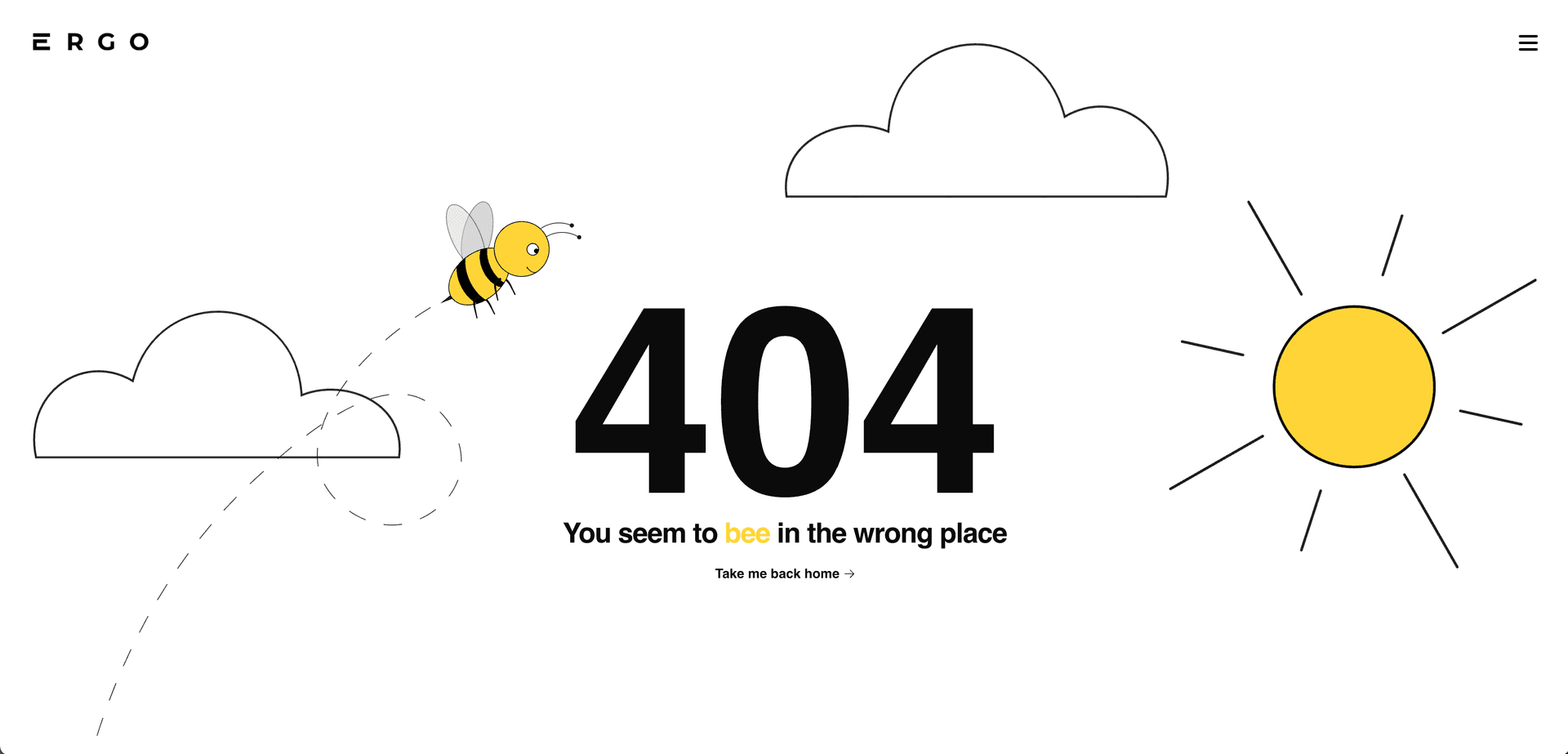 Some clouds, a bee and a sun