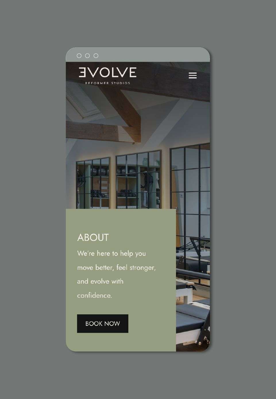Evolve website mobile screenshot