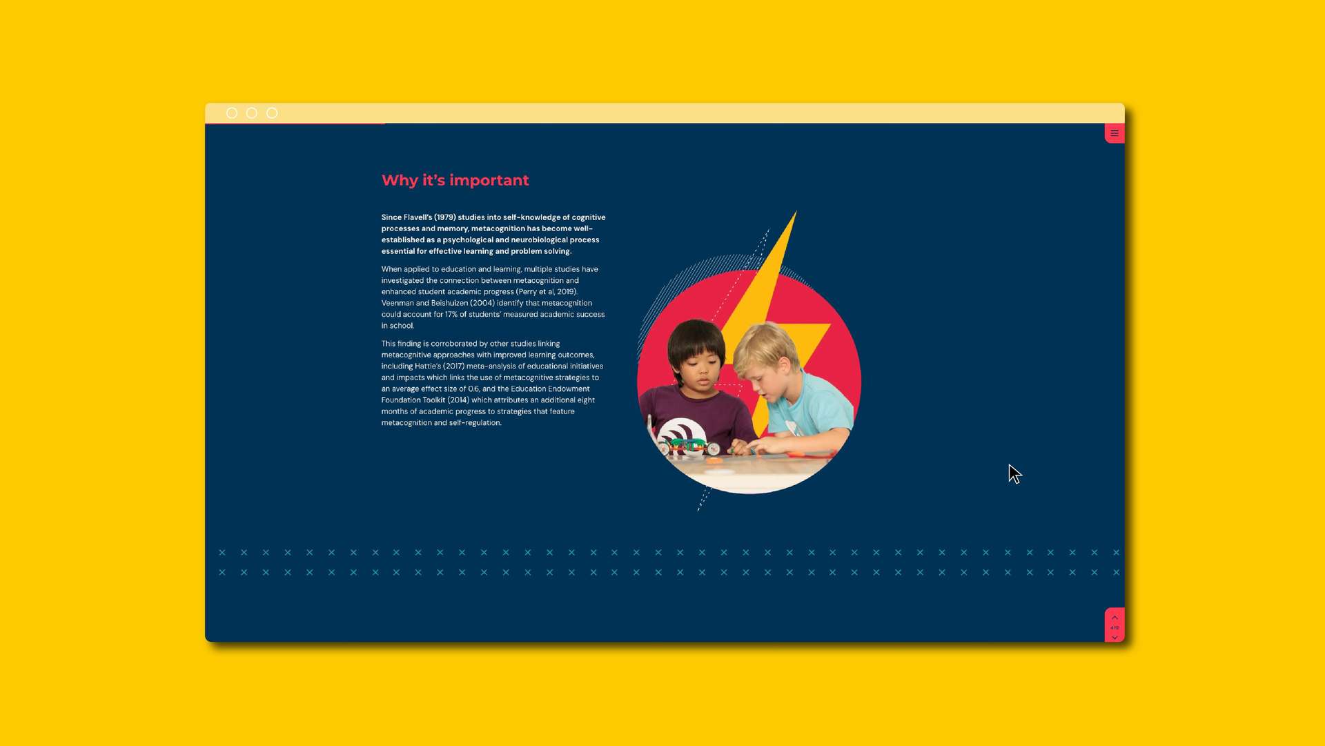 Screenshot of metacognition website