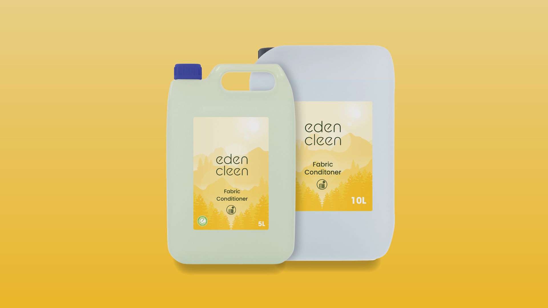 Eden Clean bottles with yellow background
