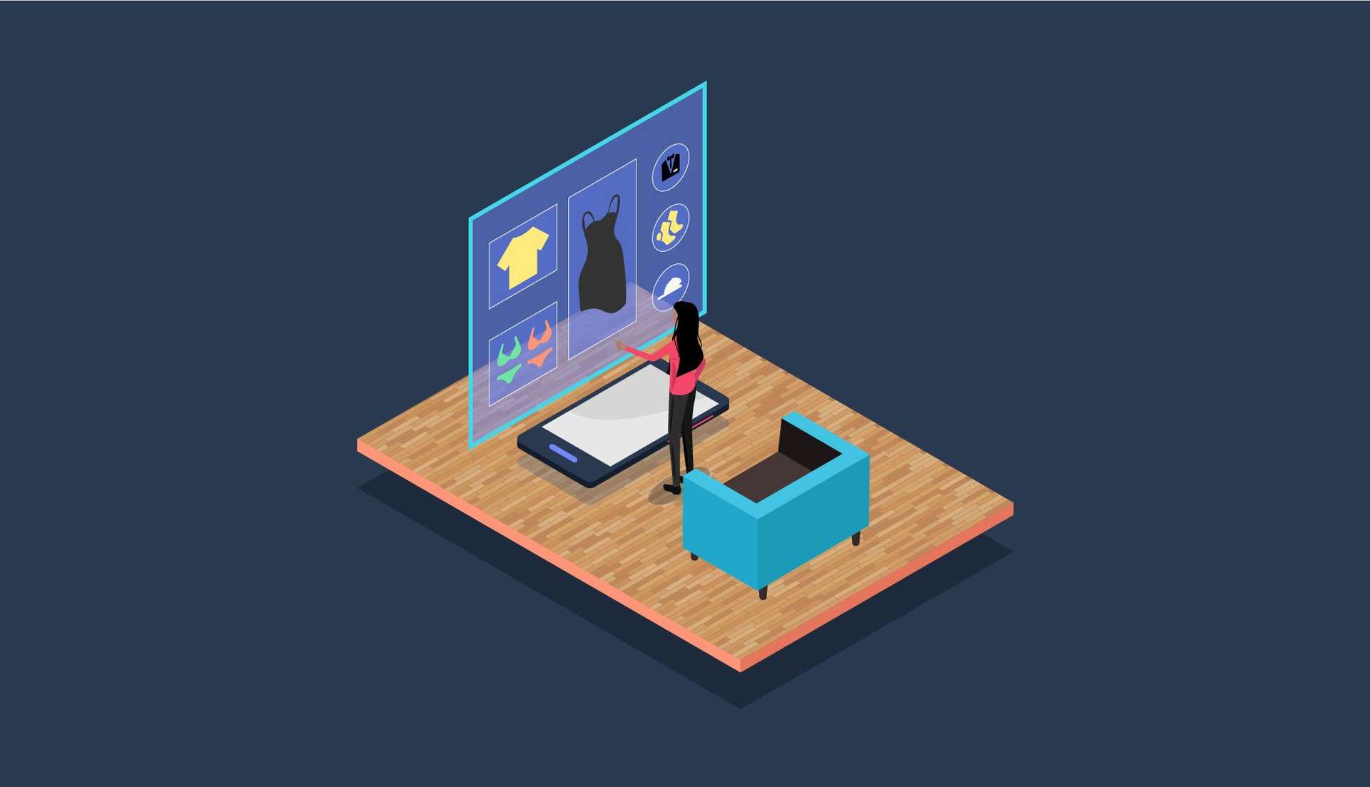 Woman using a virtual fashion app