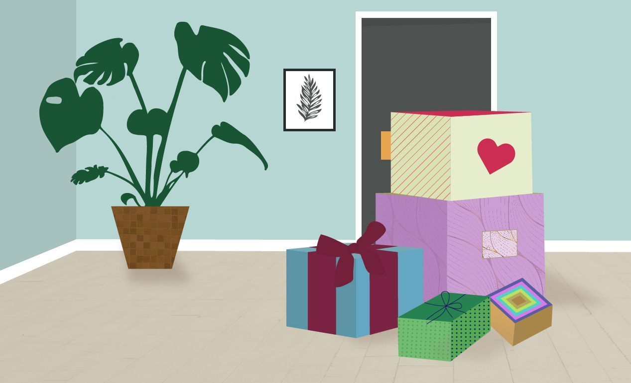 brightly coloured product packaging