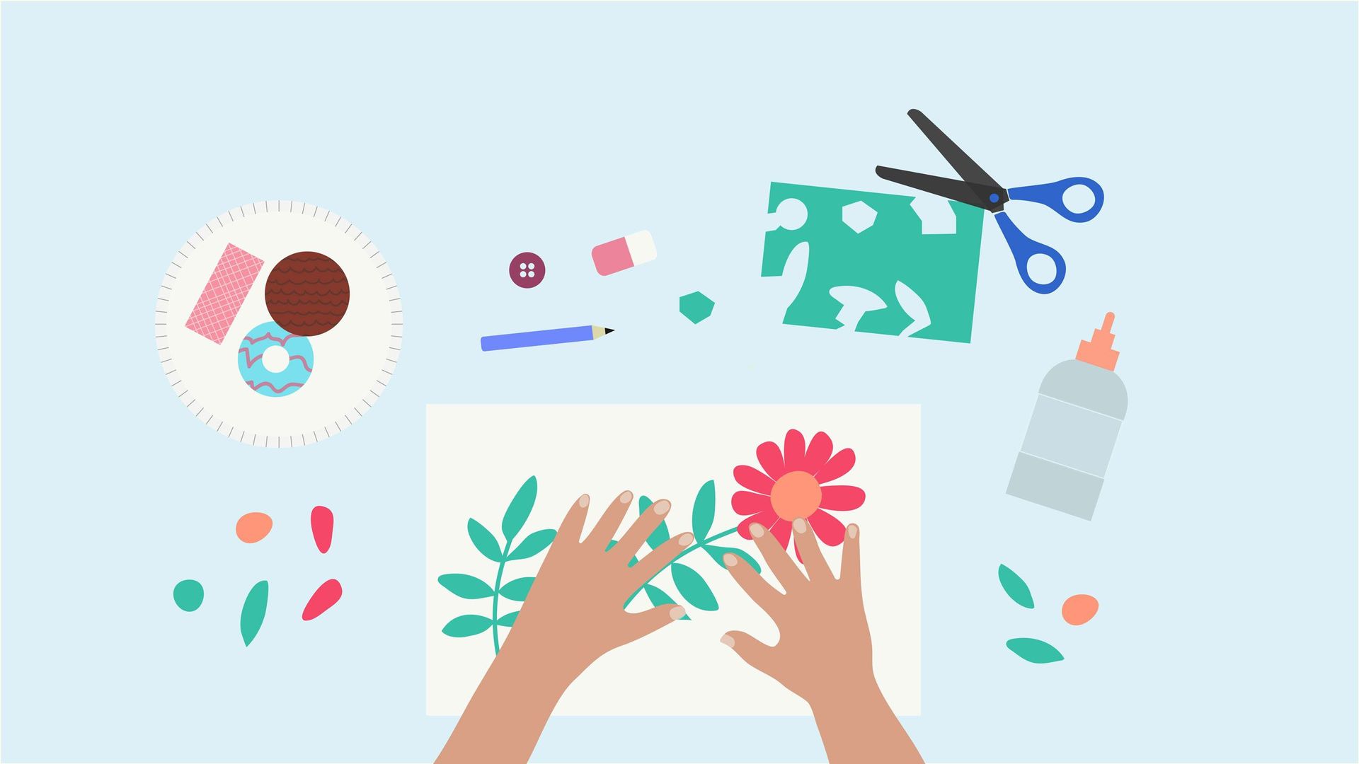 Kids hands making art