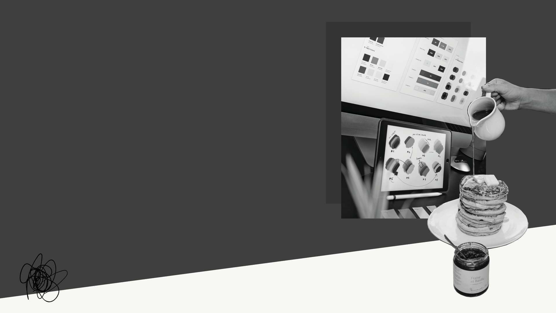 Caramel being pored over pancakes