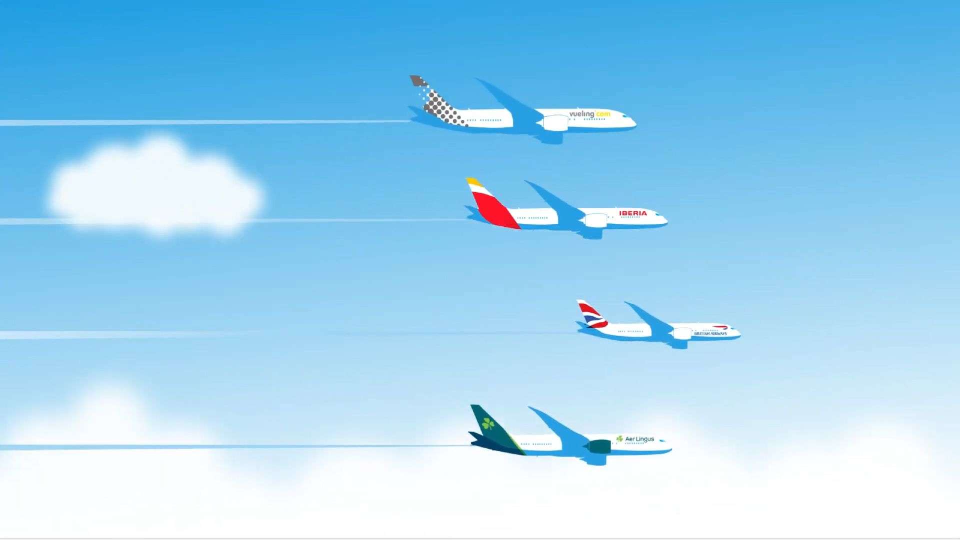 10 years of Avios - planes flying with clouds